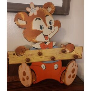 Vintage 1960s Bear Wall Hooks‎ Kitchy Nursery Kids Room Composite Dolly Toy Co